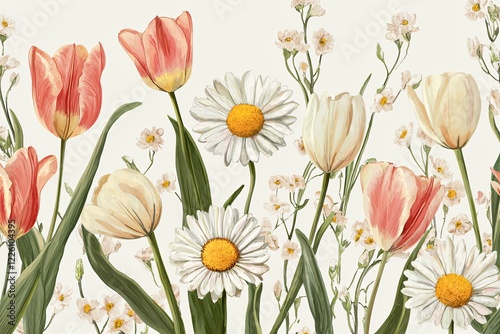 Wallpaper Mural Vibrant floral arrangement featuring tulips and daisies against a soft background, perfect for spring themes Torontodigital.ca