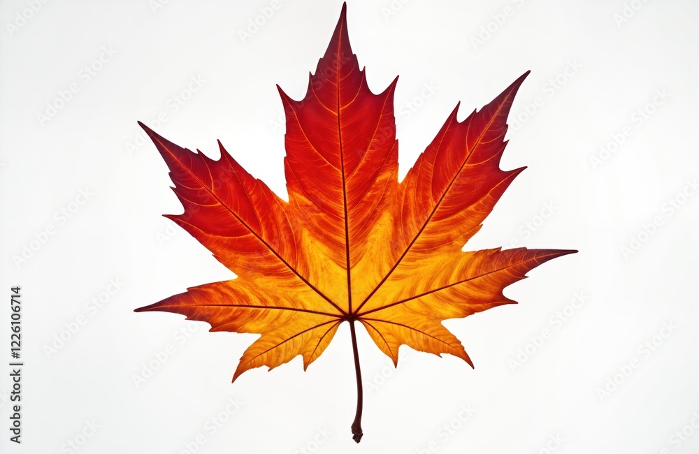 Autumn leaf isolated on white background. Vibrant colors of orange, red. Close-up view of leaf texture. Nature theme for seasonal design. Suitable for nature related projects. Fall leaf art print. Autumn leaf isolated on white background. Vibrant colors of orange, red. Close-up view of leaf texture. Nature theme for seasonal design. Suitable for nature related projects. Fall leaf art print.
