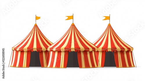Colorful Amusement Park Carnival Circus Tents for Fun Events - Vector Illustration