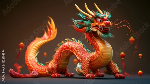 Wallpaper Mural Colorful dragon sculpture with intricate details. Torontodigital.ca