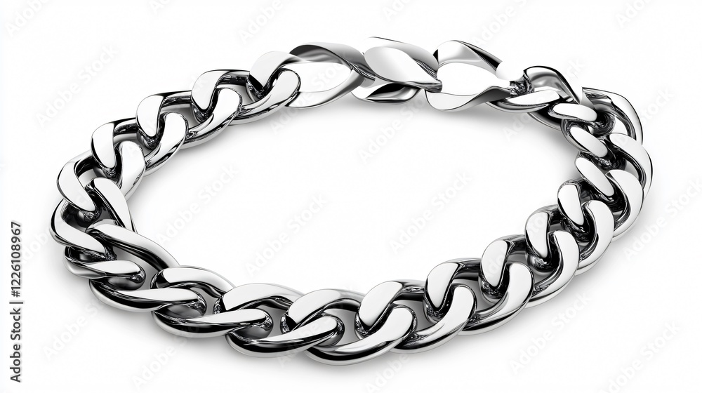 Obraz premium Gleaming Silver Chain in Centered Wide Angle Composition for Creative Design Projects
