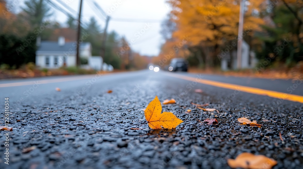Autumn Leaves on a Wet Road Autumn Leaves on a Wet Road