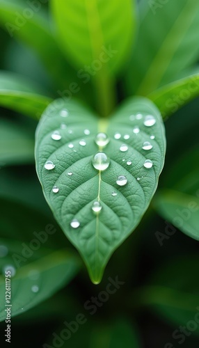 Vibrant Green Leaf Wallpaper with Dripping Water Droplets on Lush Folia Background photo