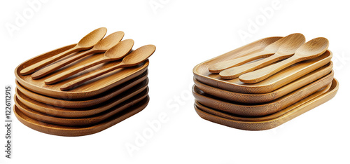 Wooden Utensils on Transparent Background