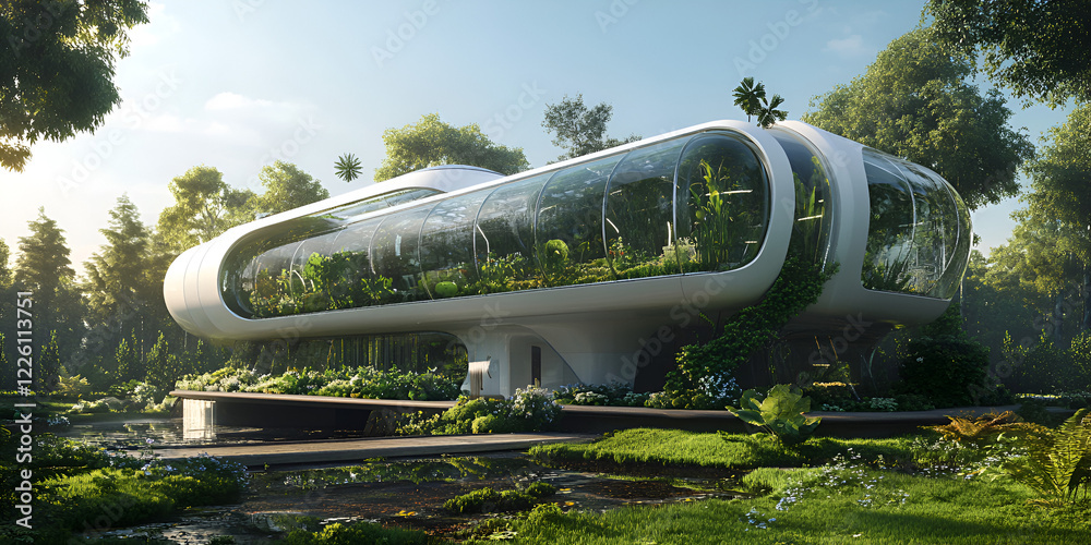 Fototapeta premium Greenhouse Powered by Clean Energy and Sustainable Technology
