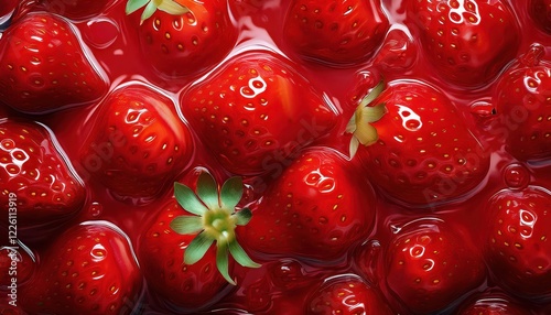 Vibrant Texture of Fresh Strawberry Jam Closeup, Capturing the Juicy, Shimmering Ripeness at3 on September st, photo