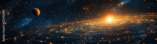 Exploring cosmic wonders outer space digital art vast universe panoramic view stellar phenomena