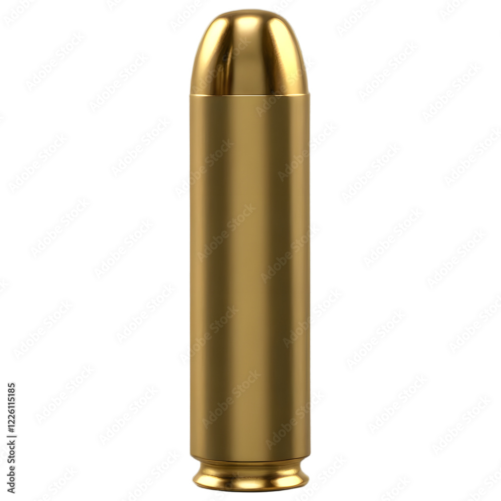 Golden Bullet with Shiny Metallic Finish isplated on background .