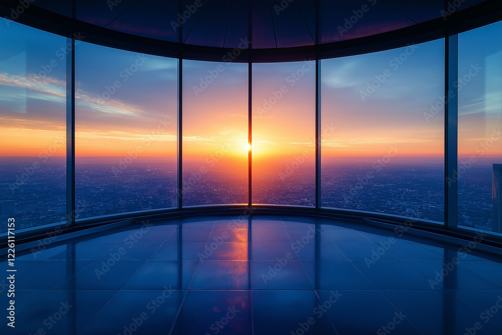 Fototapeta premium Skyline Awakens: Sunrise View from a Skyscraper Symbolizing New Beginnings
