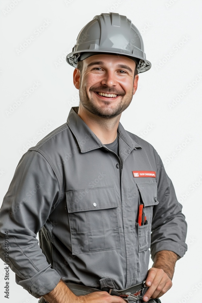 Experience worker technician in white background Experience worker technician in white background