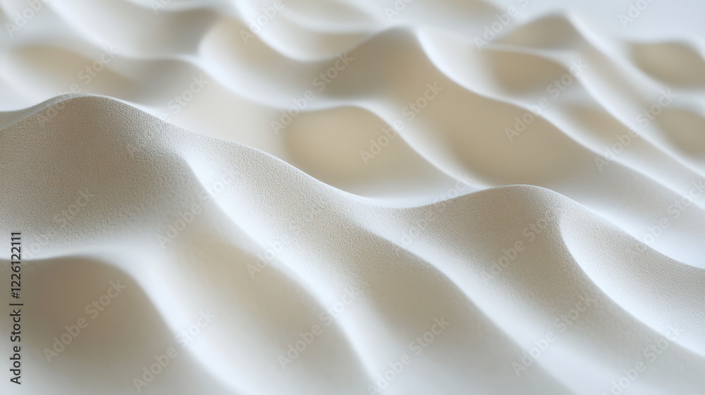 Smooth, undulating fabric waves create a serene atmosphere in a minimalist setting