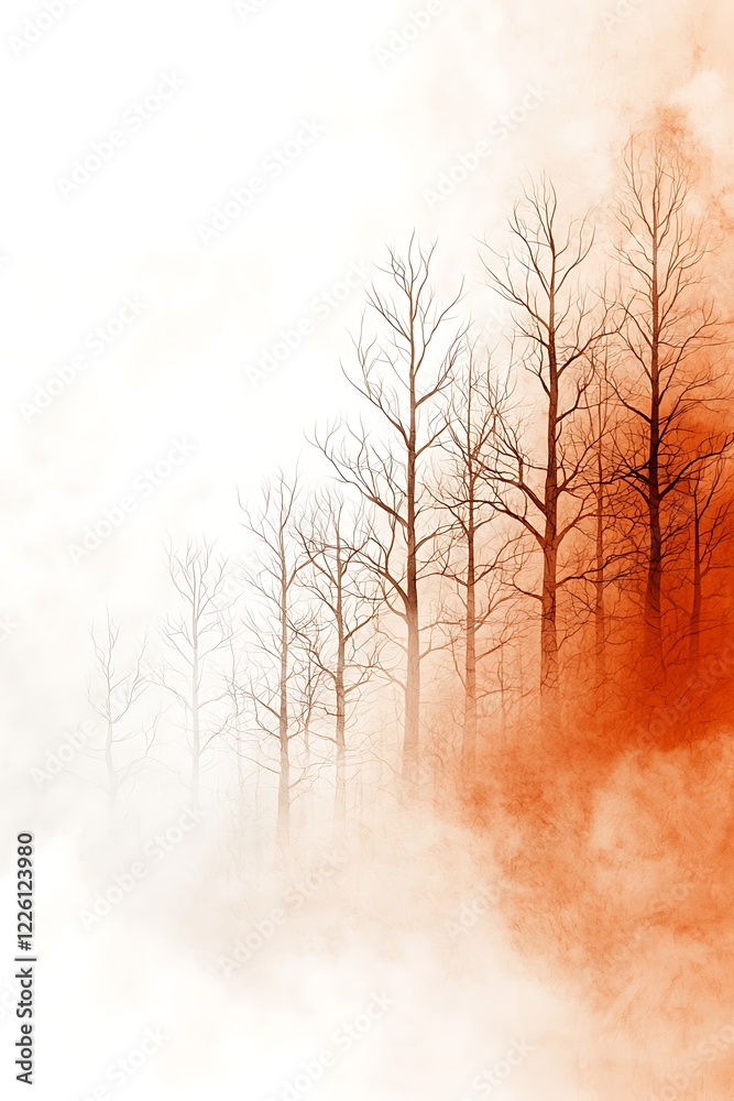 Obraz premium Ethereal Landscape with Silhouetted Trees in Fog