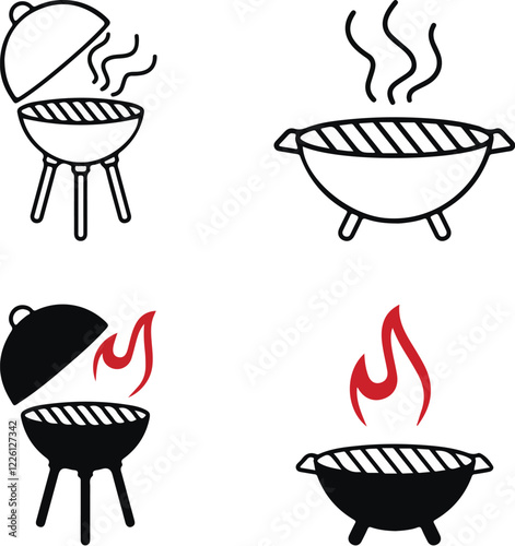 Barbecue Grill Logo with Flame Design - Modern BBQ Branding