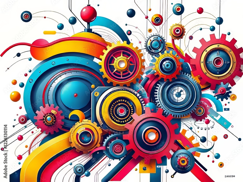 Abstract Industrial Machinery Patterns - Vibrant Geometric Design Abstract Industrial Machinery Patterns - Vibrant Geometric Design