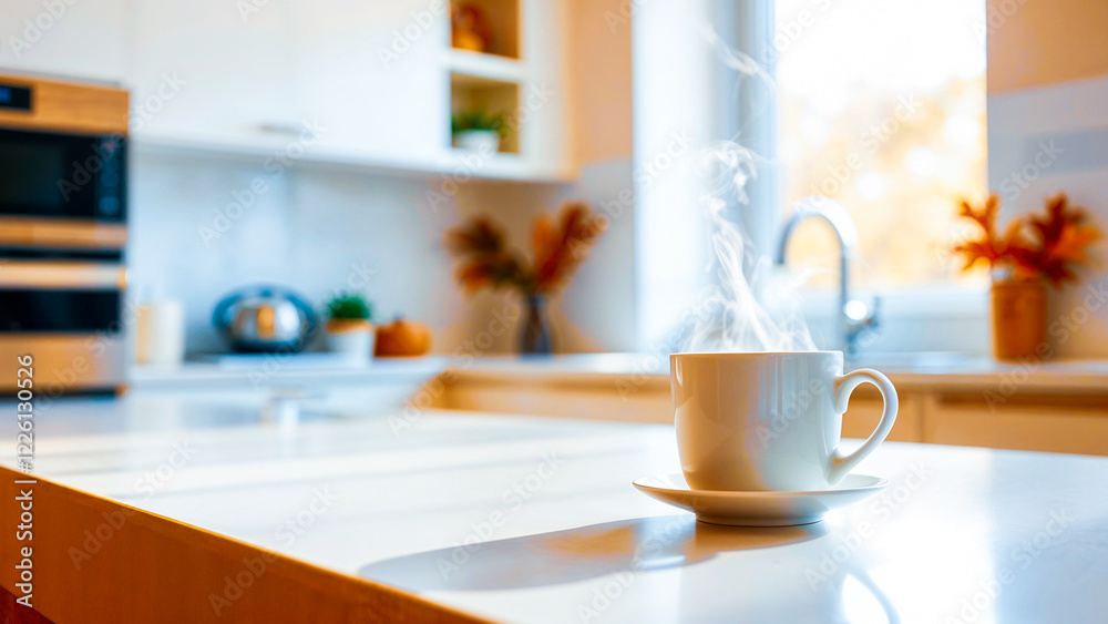 Obraz premium Freshly Brewed Coffee in Modern Kitchen