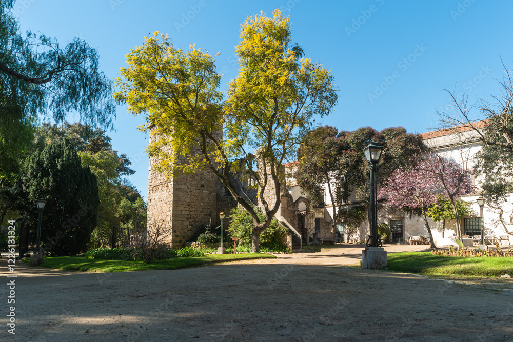 Fake Ruins in the Evora Public Park in Portugal built in the 1860s using materials from the ruins of several other local monuments mostly remains of twinned windows in Manueline and Mudejar styles. Fake Ruins in the Evora Public Park in Portugal built in the 1860s using materials from the ruins of several other local monuments mostly remains of twinned windows in Manueline and Mudejar styles.