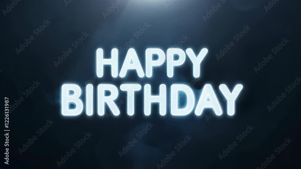 Happy Birthday Text Glowing with Smoky Background and Mysterious Dark Sky Effect Happy Birthday Text Glowing with Smoky Background and Mysterious Dark Sky Effect