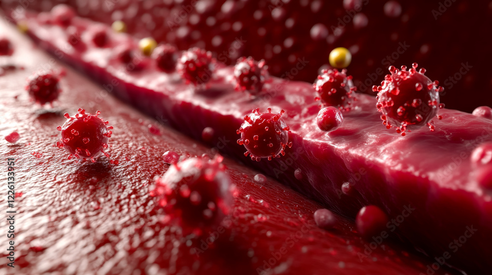 Virus replication process human body 3d illustration microscopic view science concept