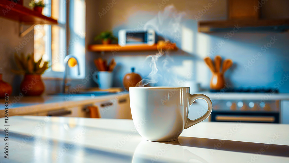 Fototapeta premium Freshly Brewed Coffee in Modern Kitchen