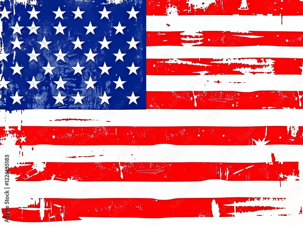 Grunge American Flag Seamless Pattern Background - Vibrant Texture
