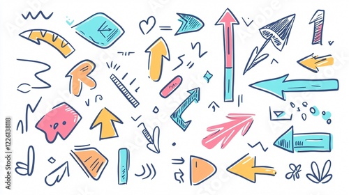 Diverse Hand-Drawn Arrows Set for Creative Directions and Choices in Design