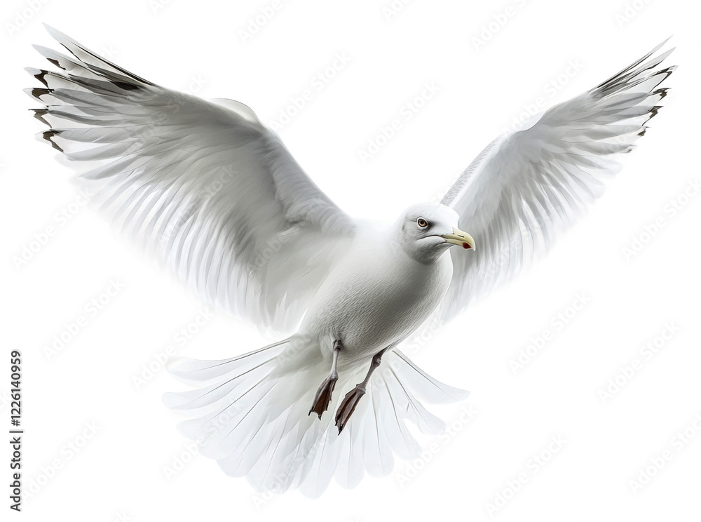 Seagull soaring against a bright sky isolated on transparent background Seagull soaring against a bright sky isolated on transparent background