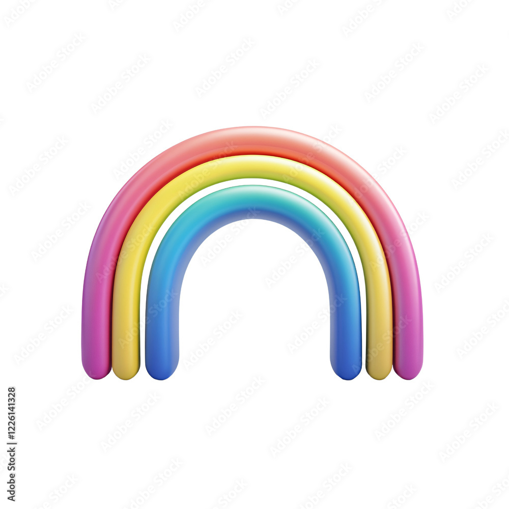 Rainbow Symbol: A vibrant, 3D rainbow arc rendered in a playful and optimistic style, perfect for adding a cheerful touch to your design projects. Rainbow Symbol: A vibrant, 3D rainbow arc rendered in a playful and optimistic style, perfect for adding a cheerful touch to your design projects.