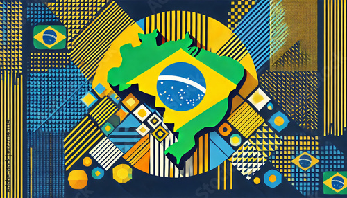 Modern Brazil A Vibrant Geometric Tribute to the Colors and Spirit of the Nation