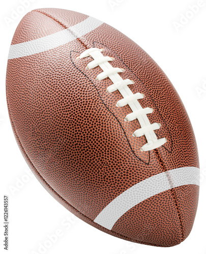 American football ball isolated on white background, Leather American football ball sports equipment on white With work path. photo