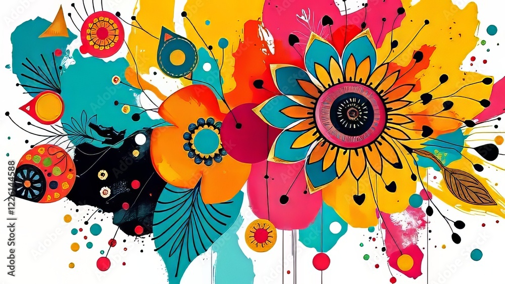 Fototapeta premium Vibrant Boho Abstract Background Pattern - Eclectic Elegance