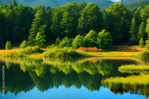 湖, 風景, 自然, 水, 山, 森, 空, 山, 木, 木, 川, サマータイム, いけ,  photo