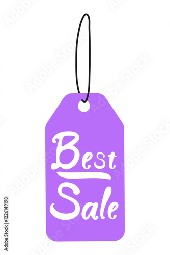 Creative purple sale tag displaying best deals for promotional events and discounts