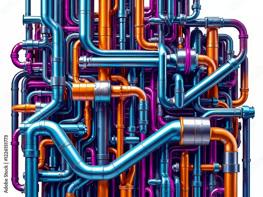 Vibrant Interconnected Industrial Pipes Abstract Pattern Background Vibrant Interconnected Industrial Pipes Abstract Pattern Background
