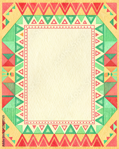 Geometric Border Pattern with Paper Texture and Fresh Summer Vibes Palette