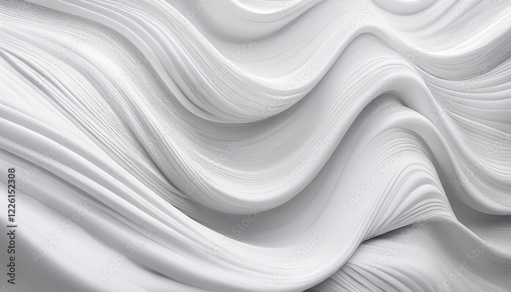 Stunning 3D White Wave Illustration, Showcasing a Captivating Bending Pattern Against a Minimalist Black Background Perfect for Modern Web Screensavers and Digital Artwork. Stunning 3D White Wave Illustration, Showcasing a Captivating Bending Pattern Against a Minimalist Black Background Perfect for Modern Web Screensavers and Digital Artwork.