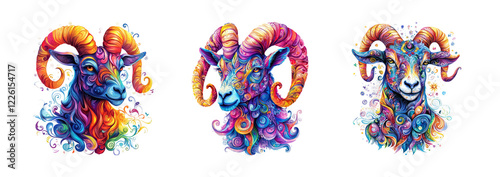 Colorful Artistic Ram Illustration Collection