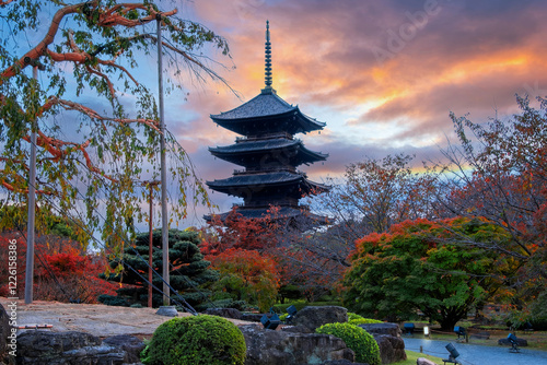 Toji Temple in Kyoto, Japan with beautiful garden and autumn foliage
