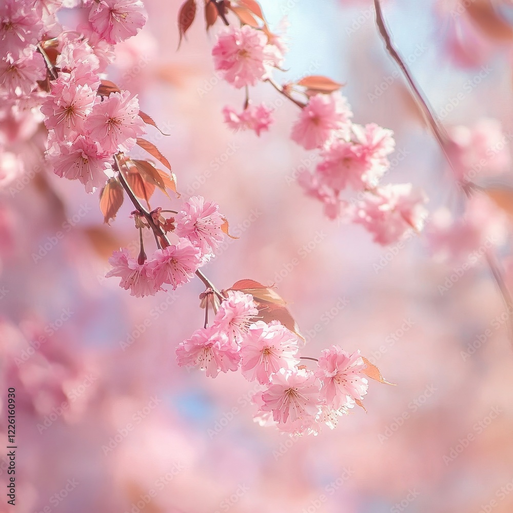 A picturesque close-up of vibrant pink cherry blossoms in full bloom on branches, captured against a soft, blurred background, perfect for invoking springtime nostalgia. A picturesque close-up of vibrant pink cherry blossoms in full bloom on branches, captured against a soft, blurred background, perfect for invoking springtime nostalgia.