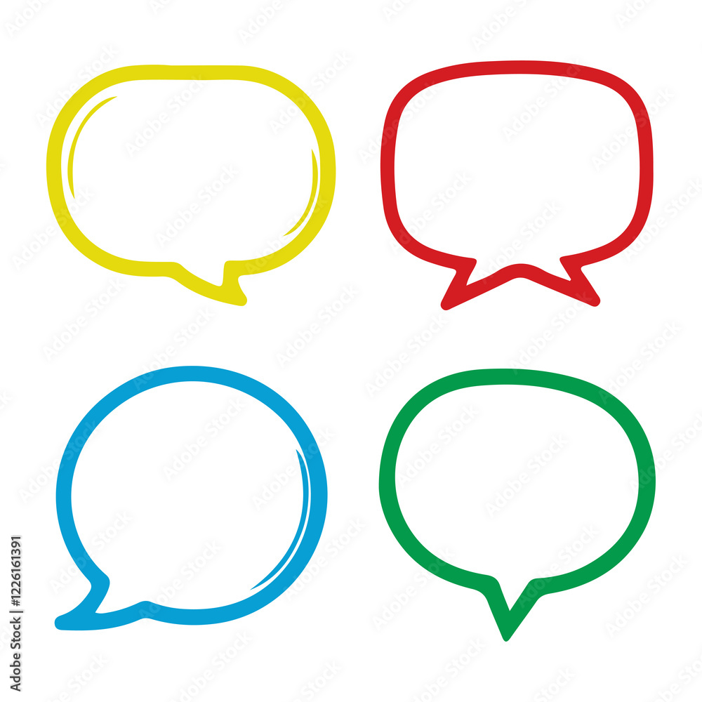 Colorful speech bubble png doodle set, transparent background Colorful speech bubble png doodle set, transparent background