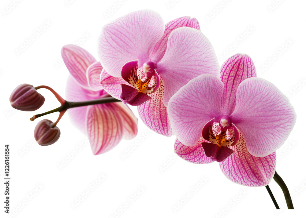 Delicate pink orchids bloom gracefully in sunlight isolated on transparent background Delicate pink orchids bloom gracefully in sunlight isolated on transparent background