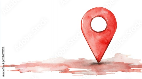 Red Watercolor Map Pin on Textured Background: A Symbol of Journey and Exploration