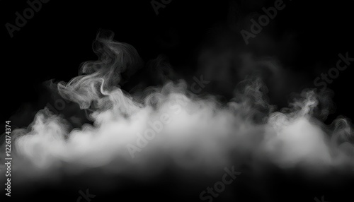 Mystical White Mist Drifting against a Dark Canvas A Study of Contrast and Mood, Evoking a Sense of Solitude and Tranquility.