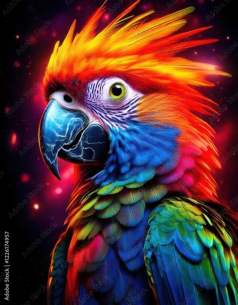 Obraz premium A colorful parrot with bright feathers and bright eyes