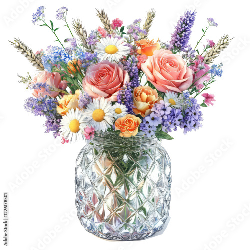 Elegant Flowers in Vase – Botanical Clipart Vector Illustration