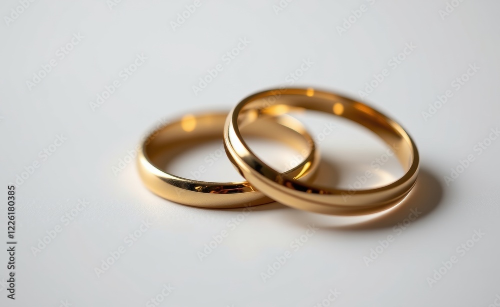 A close-up of two elegant gold wedding rings on a white surface, illuminated by soft natural light, symbolizing love, marriage, commitment, and eternity. A close-up of two elegant gold wedding rings on a white surface, illuminated by soft natural light, symbolizing love, marriage, commitment, and eternity.