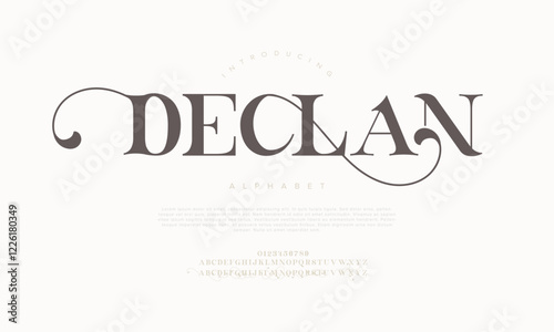 Declan typography beauty fashion elegant minimalist serif italic fonts decorative wedding vintage retro logos. Minimal luxury font alphabet logo. Vector illustration