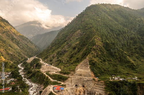 The construction site in Syabrubesi of Nepal. Many infrastructure projects in Nepal being financed by China. photo