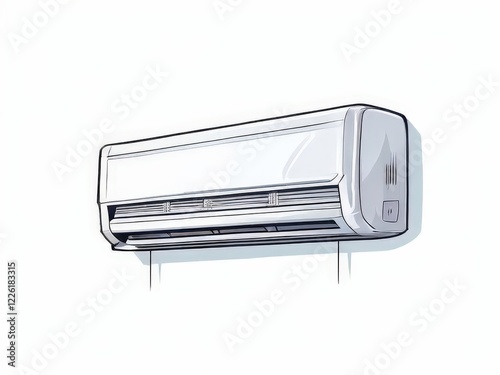 the AI Image Generator, Modern Air Conditioner Mounted on a Clean White Wall Interior photo