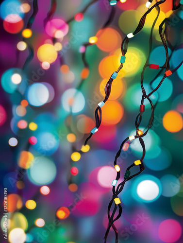 Colorful Bokeh Lights Twinkling in Festive Atmosphere at Night