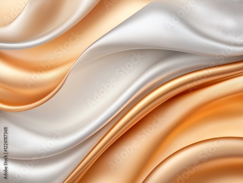 A stunning display of flowing silk fabric in gentle shades of white and orange, creating a luxurious and elegant visual. Perfect for backgrounds in design and creative projects.